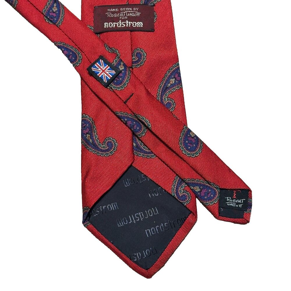 Vintage Robert Talbott Red Paisley 50/50 Wool Silk Necktie  57" x  3.50"